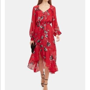 Intermix Red Floral Deirdre Dress, Size 2